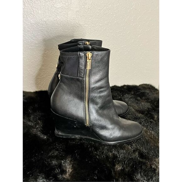 Michael kors black, leather wedge boot booties Aileen 8.5￼ - Picture 2 of 5